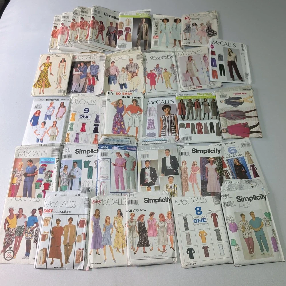 Vintage Sewing Pattern Lot 32pc Cut Simplicity McCalls Butterick Scrubs Dress